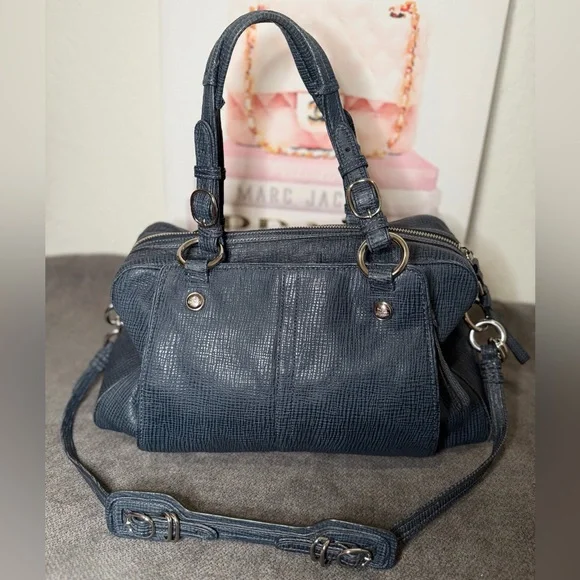 Coach Mia Textured Navy Leather Harper Satchel No. E1069-15744 - Picture 3 of 13